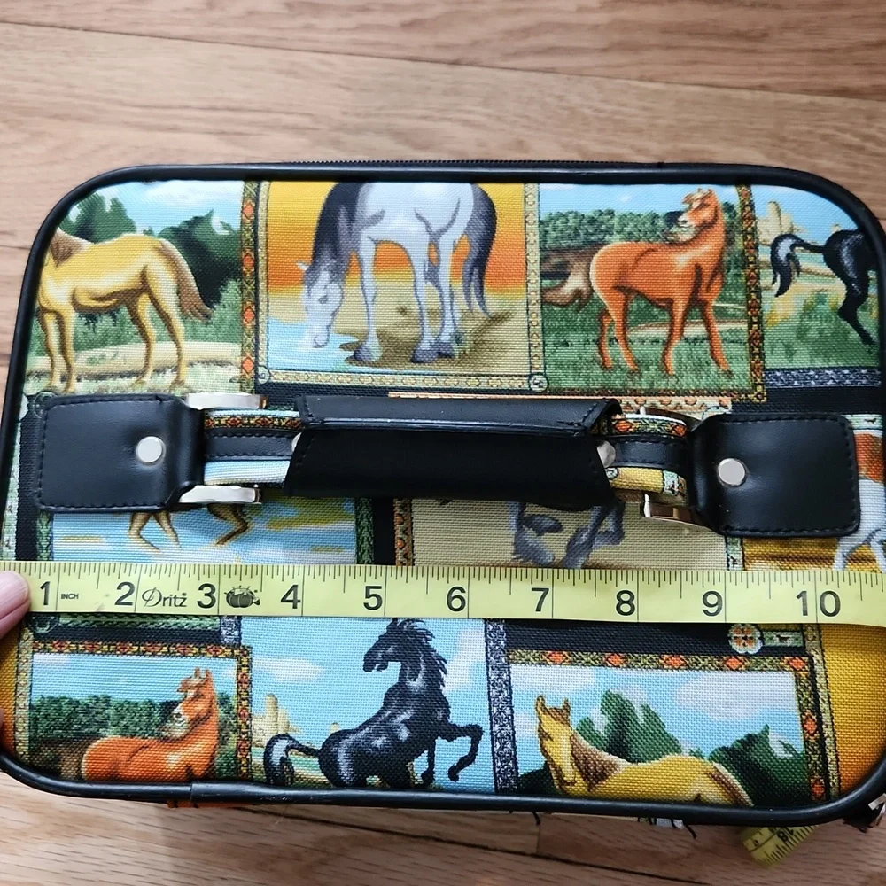 Colorful Animal Print Travel Case Horses Equestrian Train Case Make Up Case